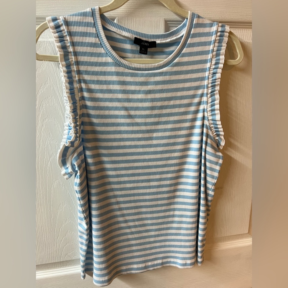 J.Crew Blue and White Striped Tank Top
